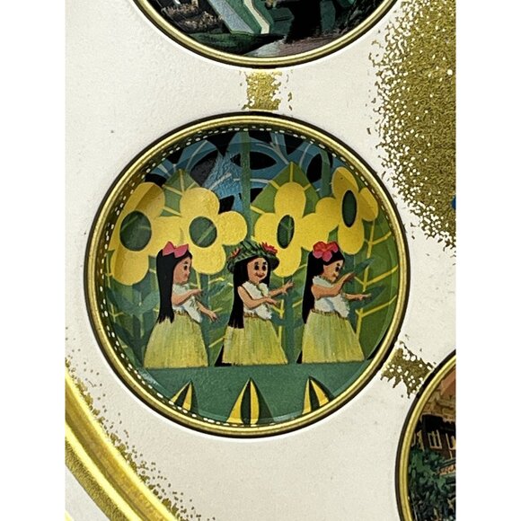 Walt Disney Vintage Metal Tin serving tray 70's with 6 drink holders 11" - Picture 3 of 16